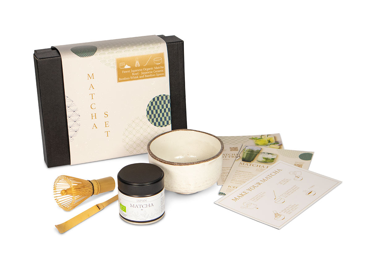 Coffret Cadeau "Matcha" avec bol, fouet et cuillère Premium Matcha Bio 30 g